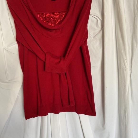 VGUC DANA BACHMAN Sz-M Vintage Red Christmas Top /w Draped & Sequined Neckline🎄 - Picture 16 of 16